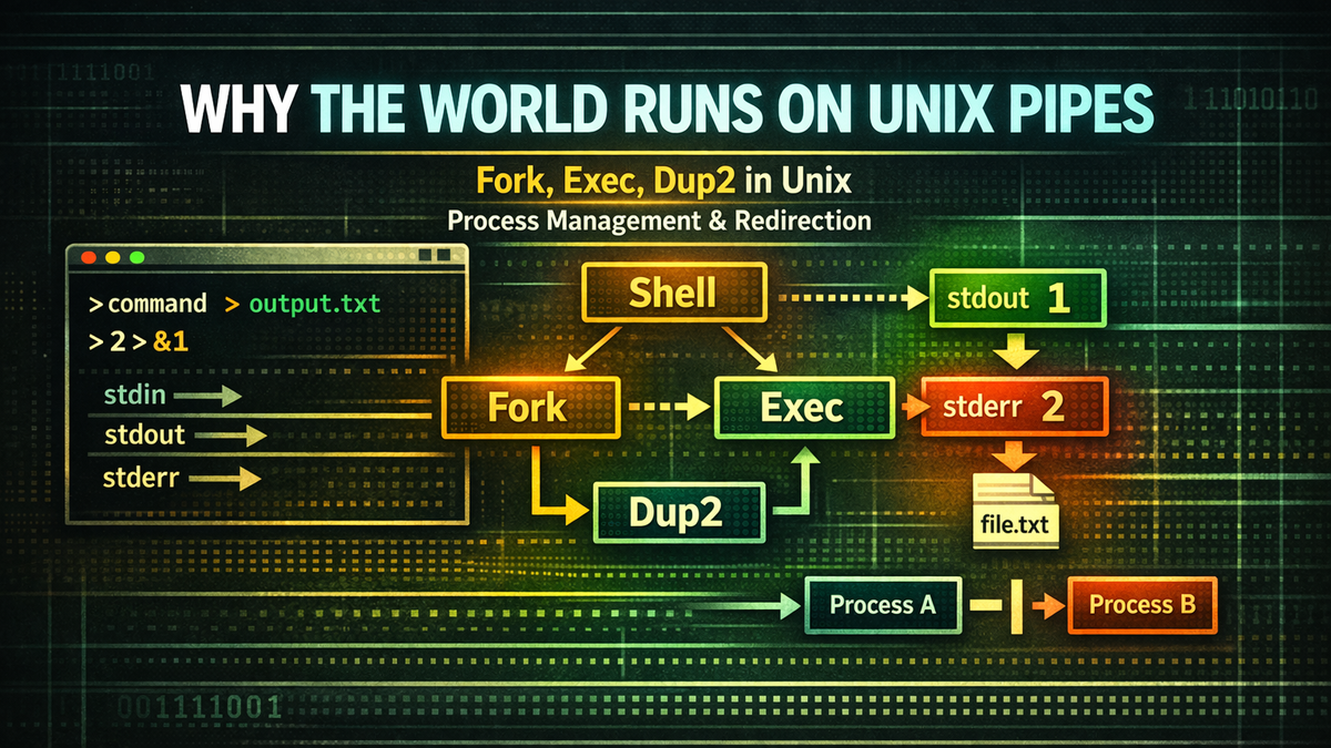 How Does Shell Redirection Actually Work? — The Unix Process Story Behind fork, exec, and dup2