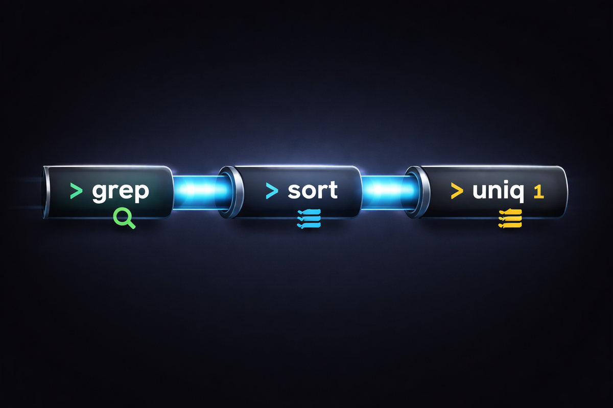 Why grep, sort, and uniq Are Piped Together — The Core Pattern for Log Analysis