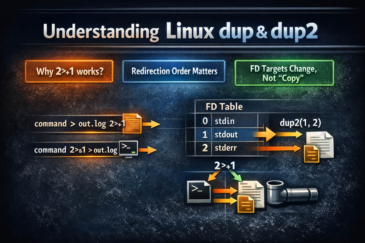 Understanding dup and dup2 — The Real Reason 2>&1 and Redirection Order Behave Differently